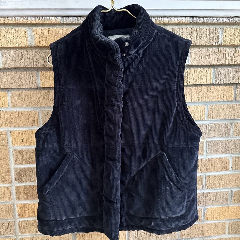 Mod-o-doc Women’s Corduroy Puffer Vest Sz XL Black Academia Preppy Cotton
